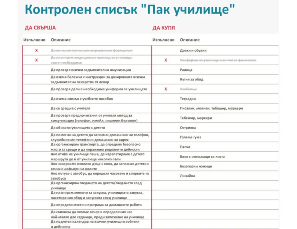 Контролен списък "Отново на училище" blue modern simple