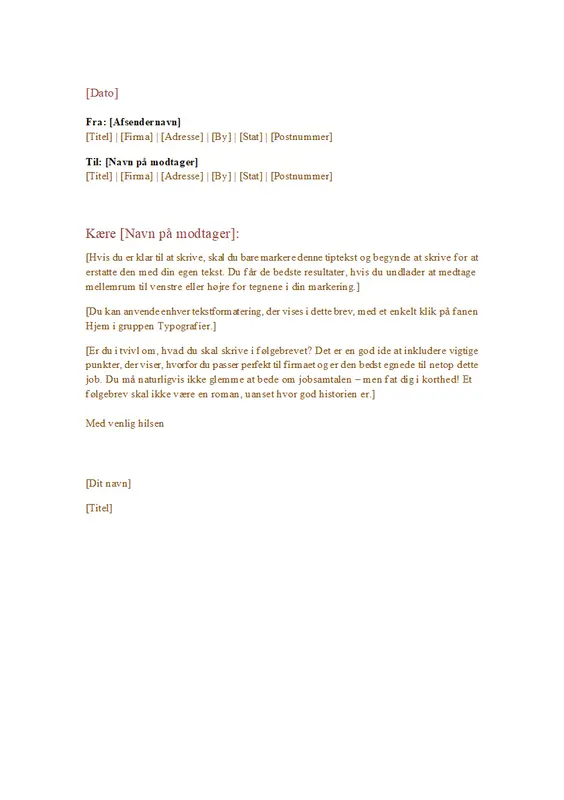 Formelt forretningsbrev modern simple