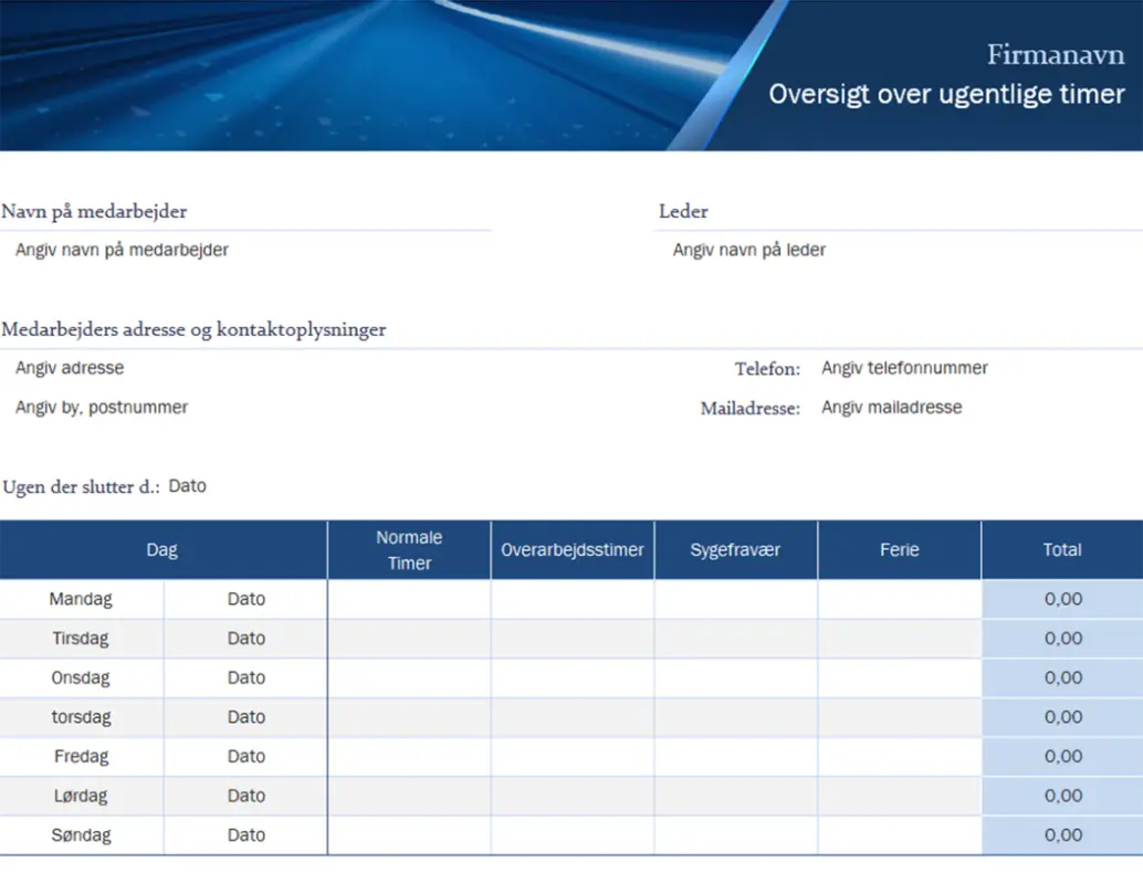 Oversigt over ugentlige timer for små virksomheder green modern simple
