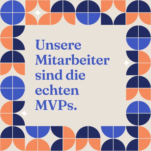 Mitarbeiter danken Ihnen Karte blue simple,retro,frame,shapes,fun,geometric