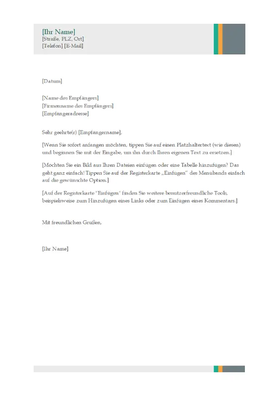 Geschäftsbrief (Design "Verkauf mit Streifen") modern-simple