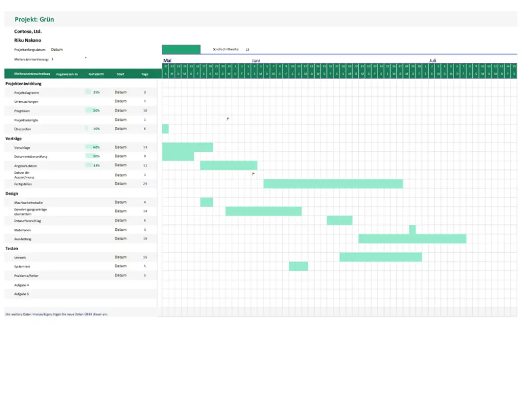 Gantt-Diagramm zur Datumsnachverfolgung modern simple