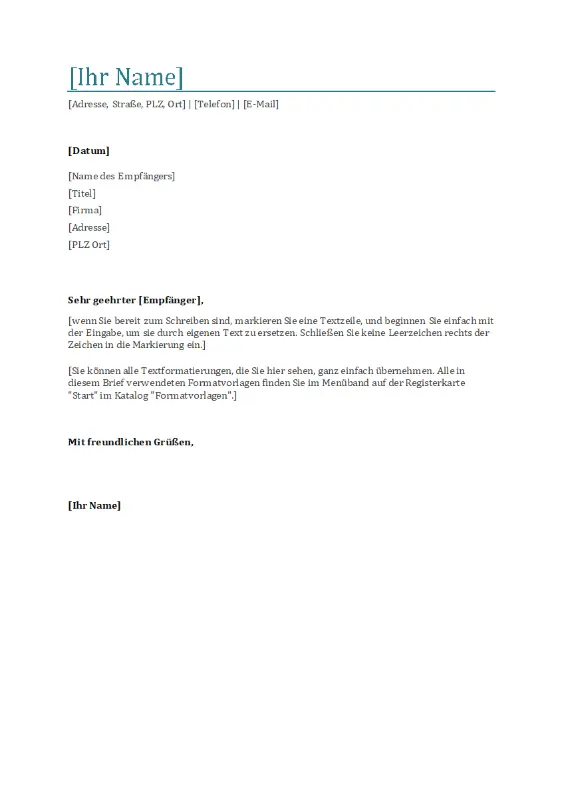 Anschreiben (blau) white modern simple
