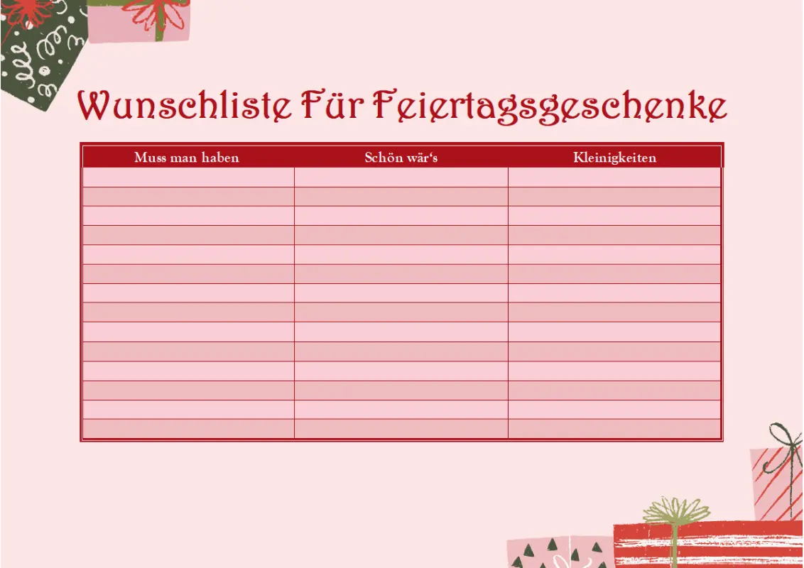 Wunschzettel für Erwachsene pink whimsical color block