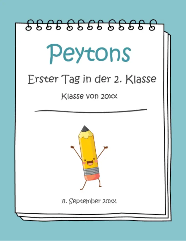 Abzeichen für den ersten Schultag blue whimsical color block