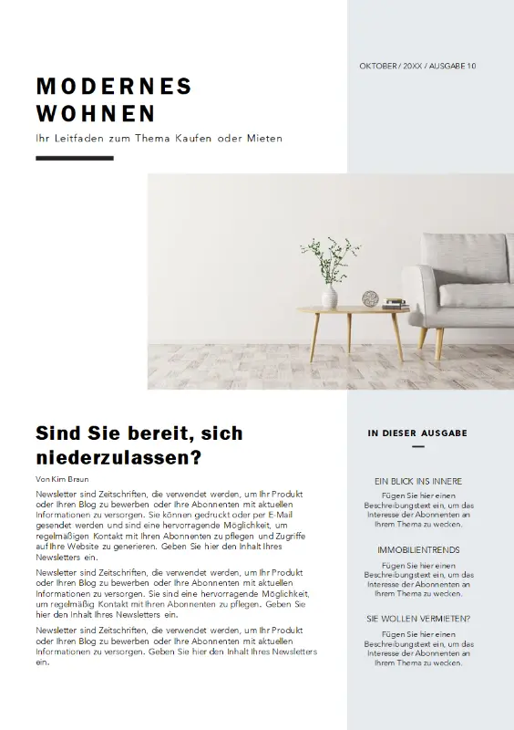 Newsletter für Immobilienmakler modern-simple