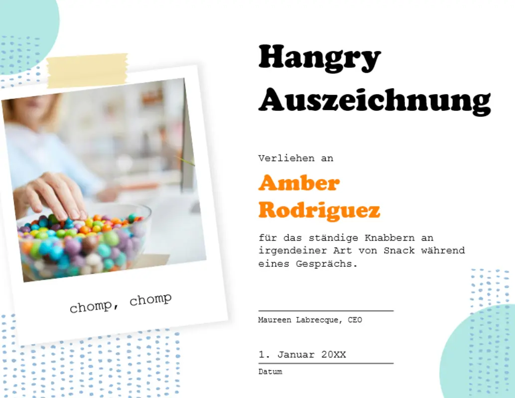 Humorvolles Zertifikat für Remotemitarbeiter  blue organic-simple