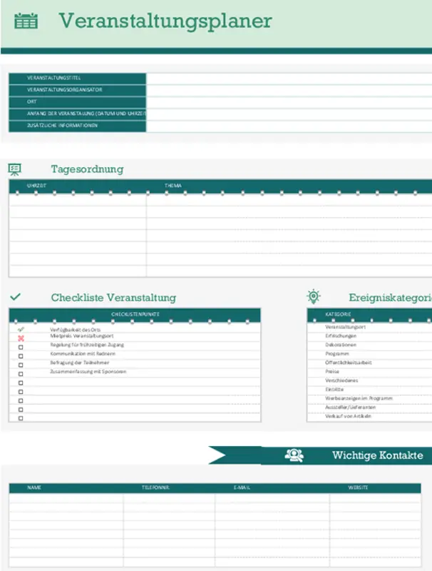 Veranstaltungsplaner und Zeitachse green modern-simple