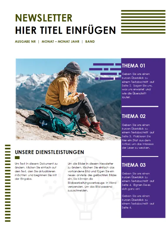 Reise-Newsletter purple modern-geometric