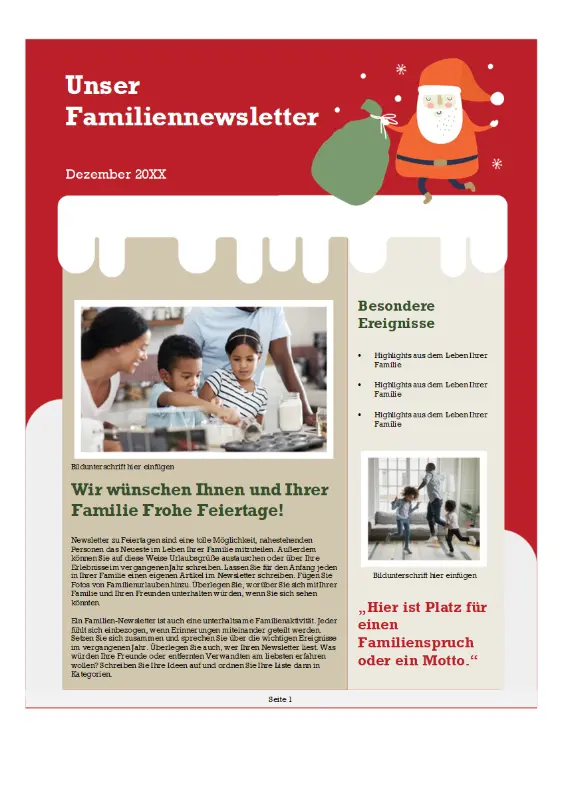 Familien-Weihnachtsnewsletter red modern-color-block