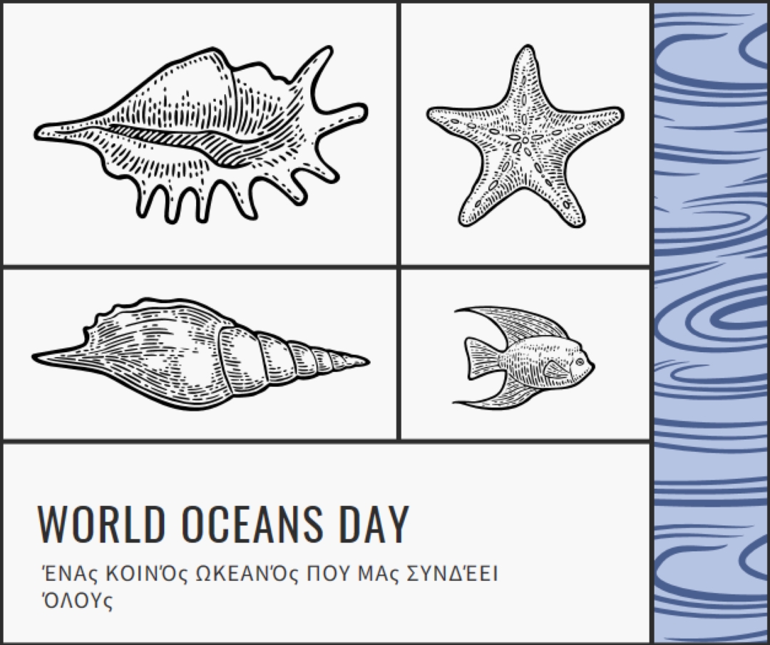 Happy World Oceans Day white vintage-retro