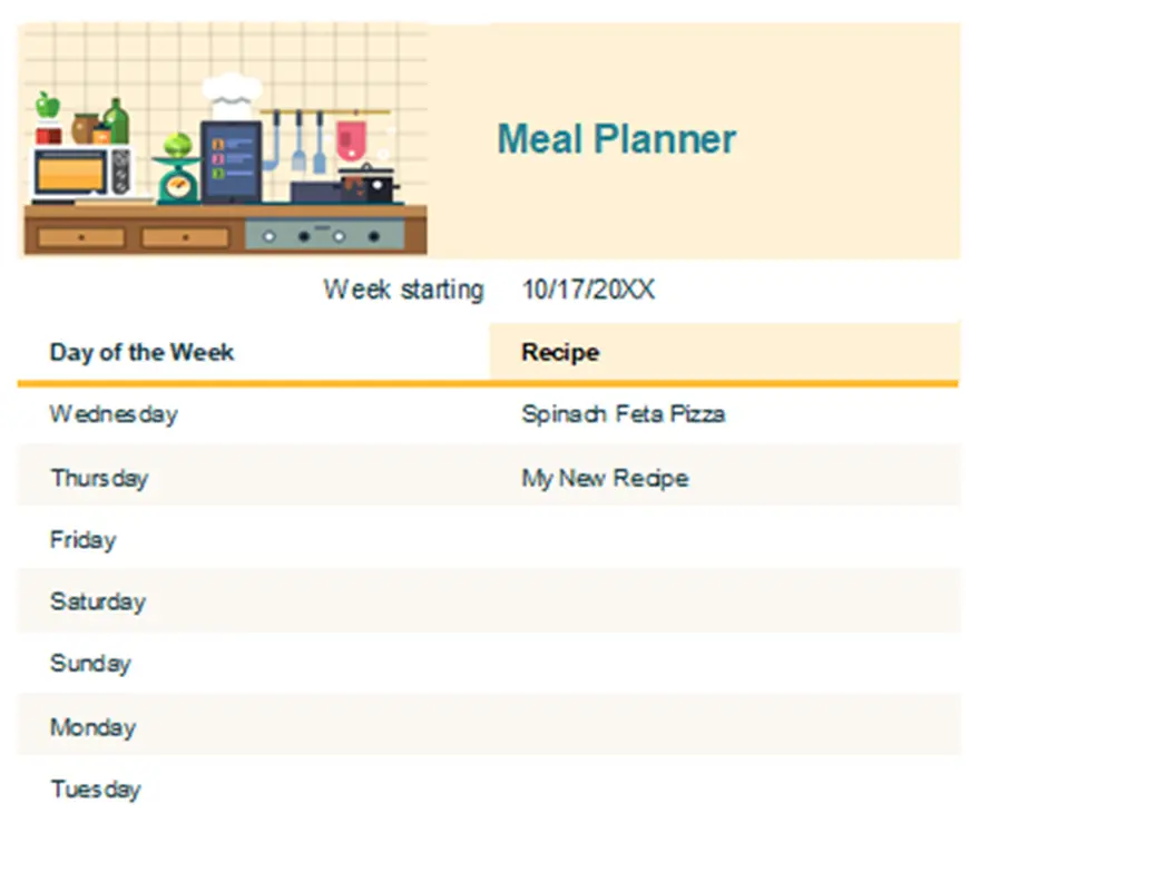 Weekly meal planner and grocery list modern simple