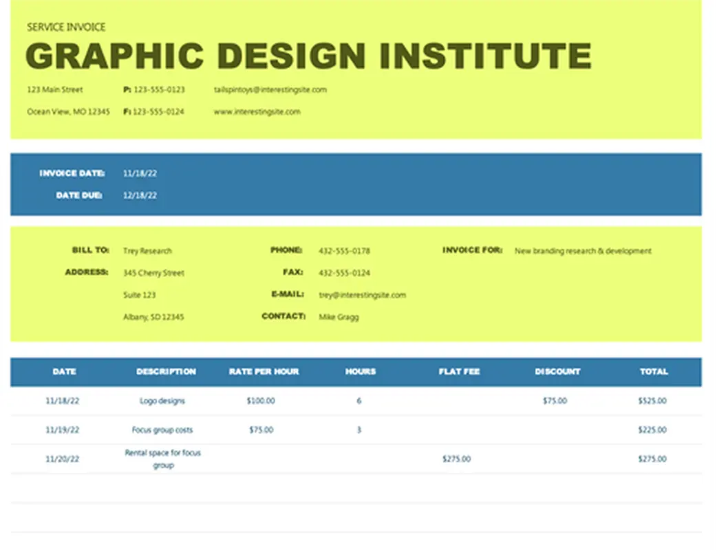 Service invoice simple green modern simple