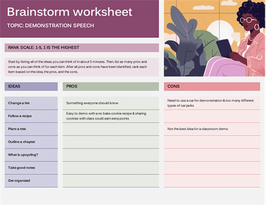 Brainstorming worksheet black modern-simple