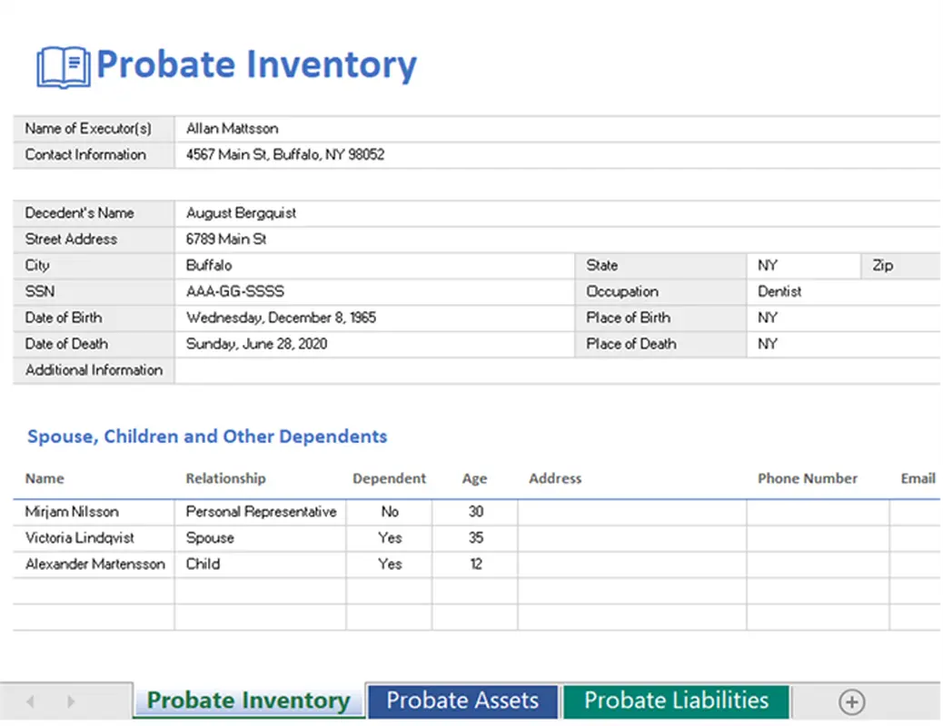 Probate inventory modern simple