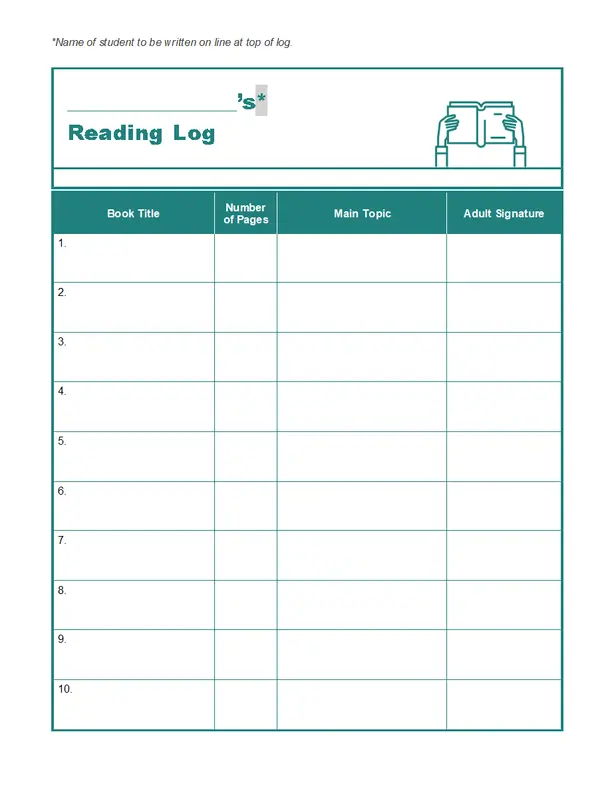 Reading log green modern-simple