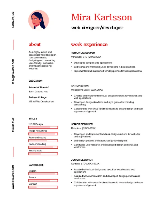 Creative web design resume orange modern simple