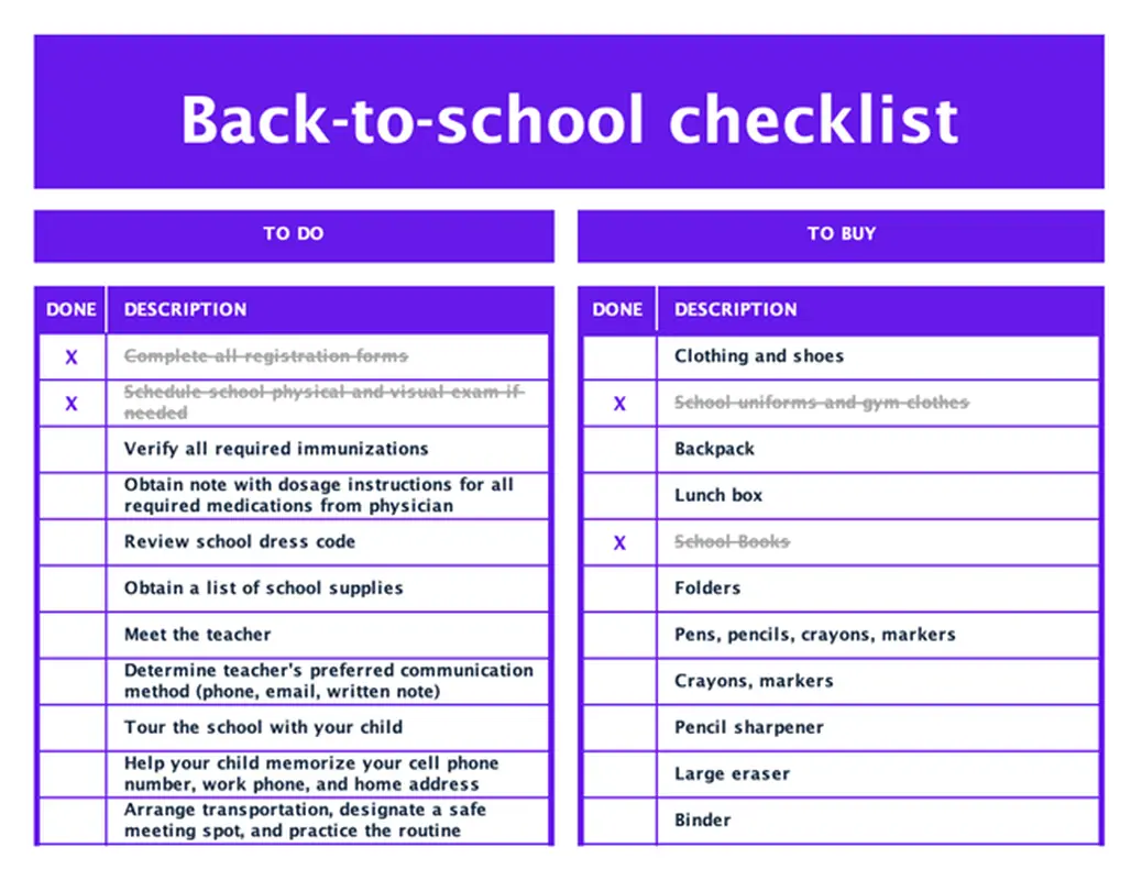 Back to school checklist blue modern simple