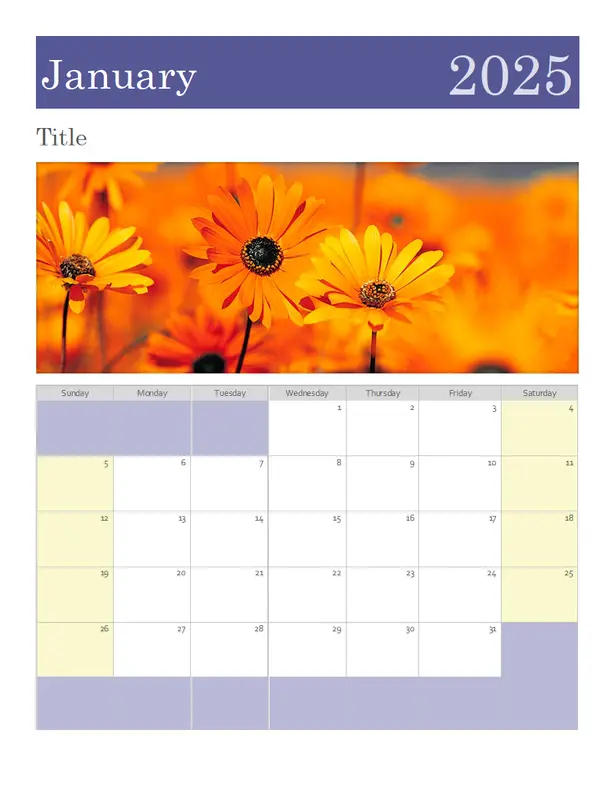 Photo calendar purple modern-simple
