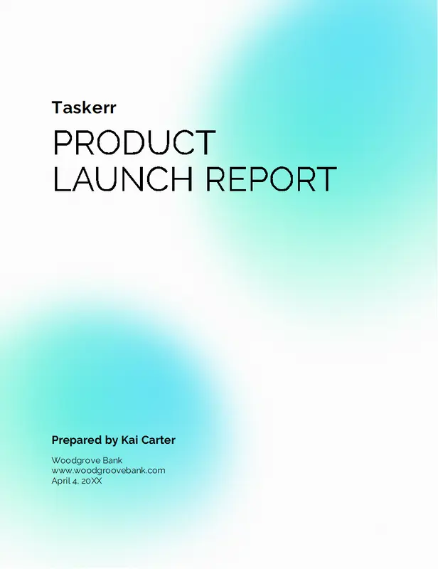 Product launch report blue modern simple