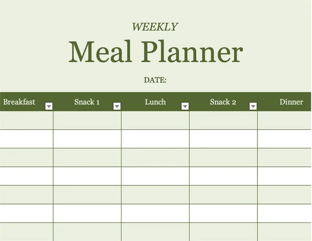 Weekly Meal planner green modern-simple