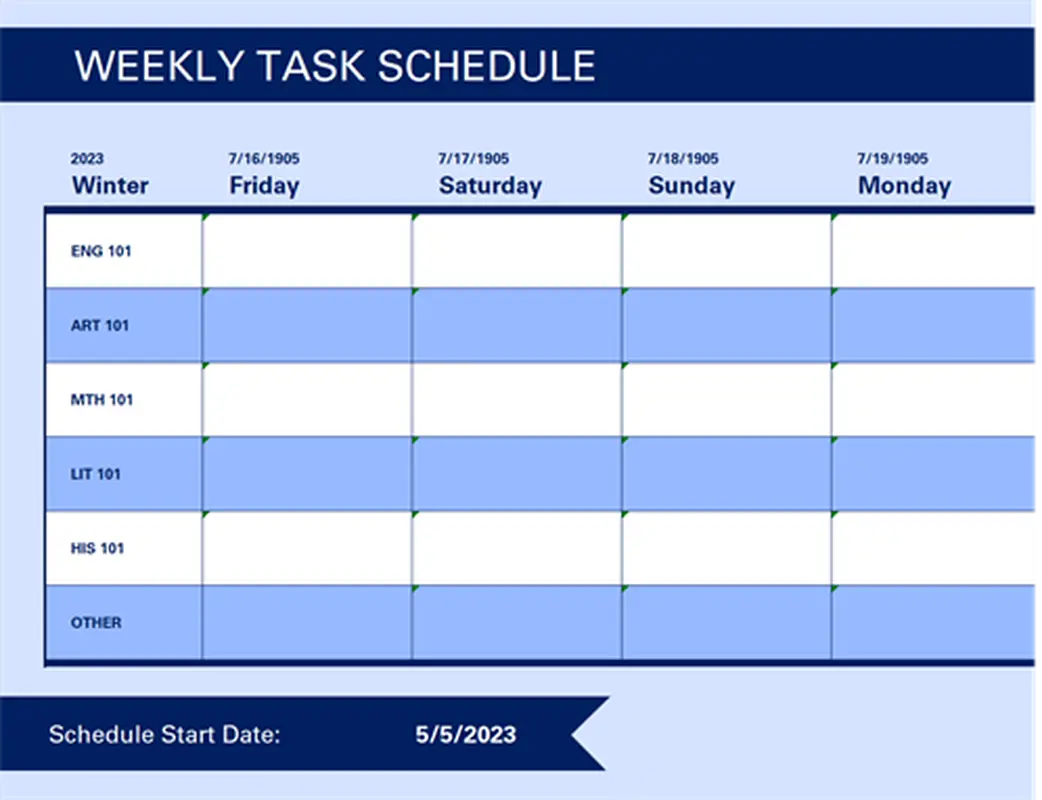 Weekly task schedule blue vintage retro