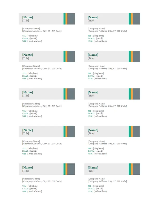 Business cards (sales stripes design, 10 per page) gray modern-simple