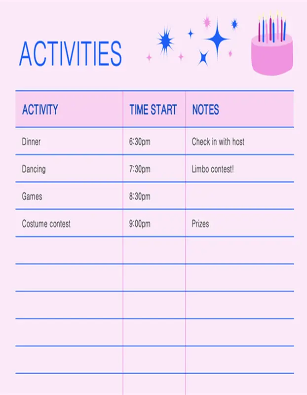 Party planner pink modern-simple