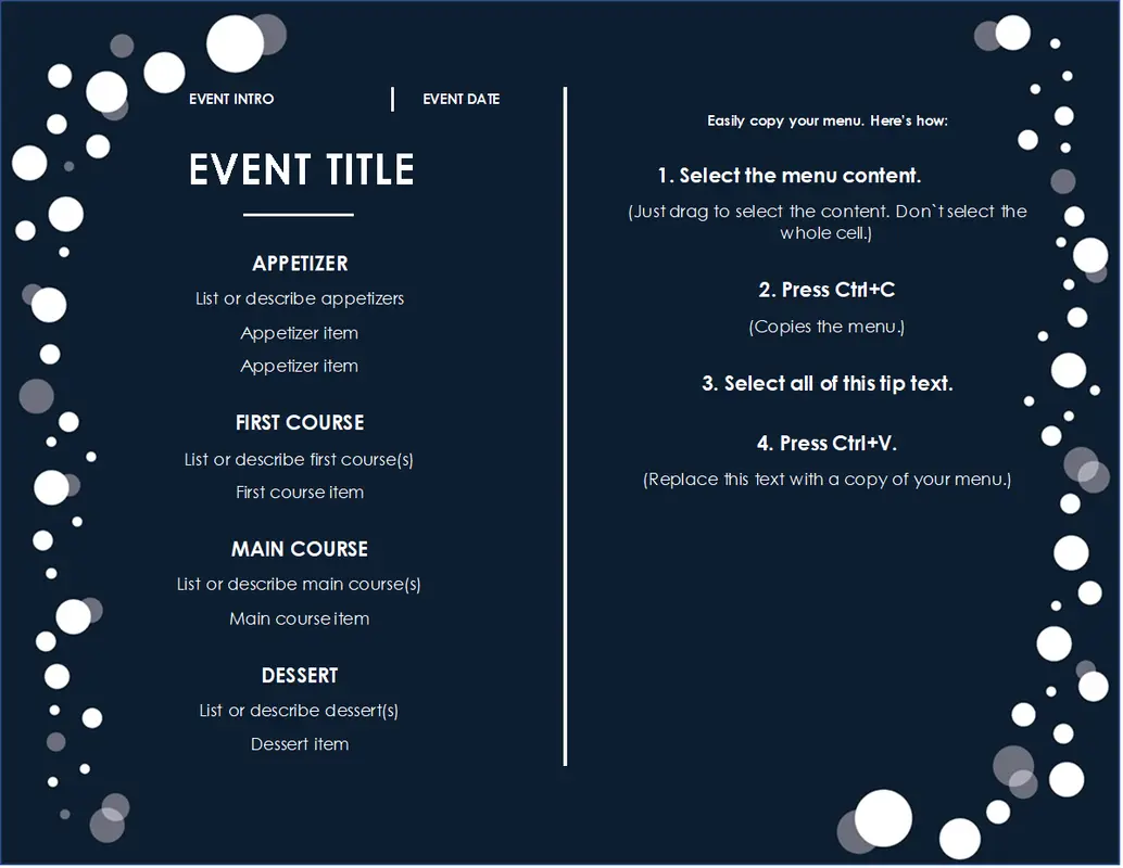 Menu (Elegant Party design) blue modern-simple