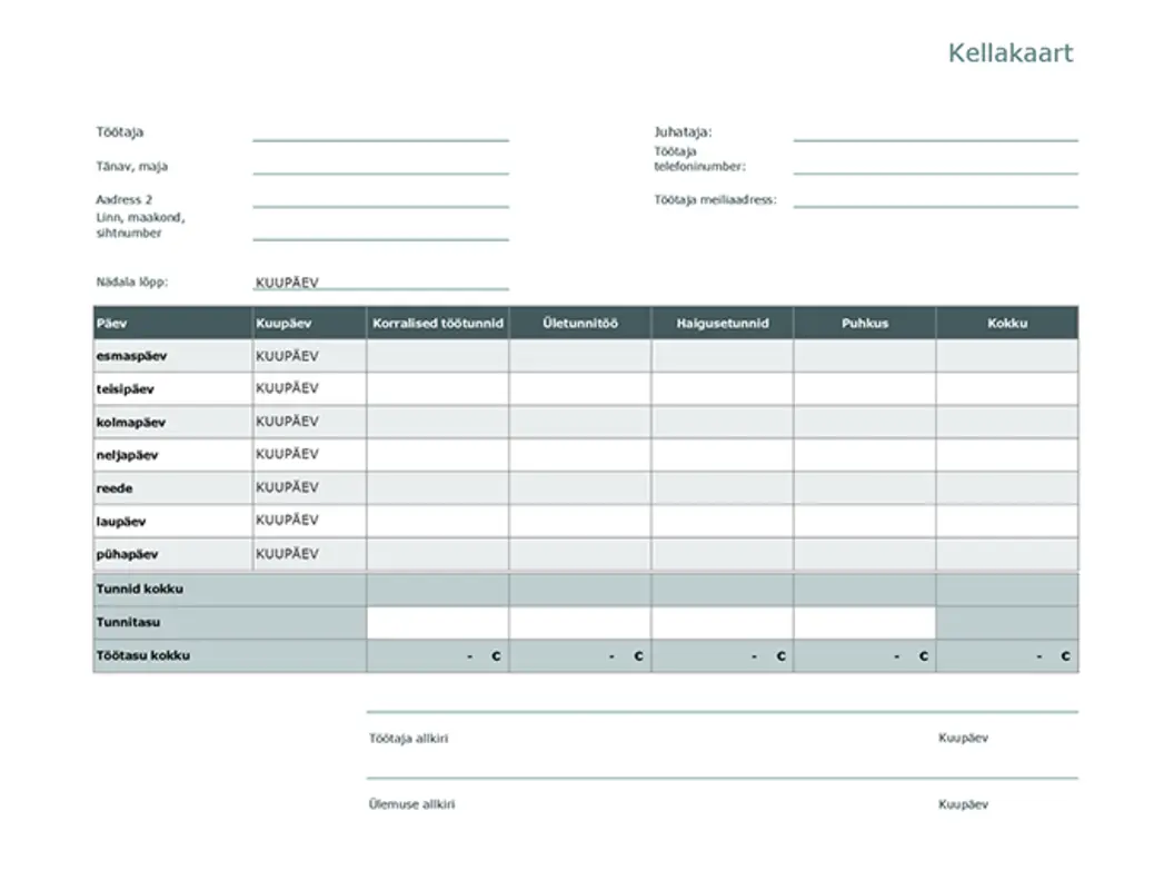 Kellakaart blue modern simple
