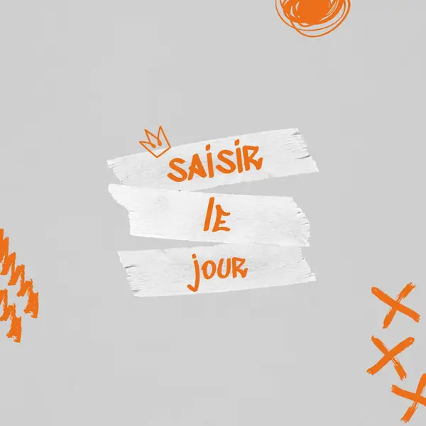 Saisissez la journée orange modern,grungy,scribbles,doodles,irregular,brushstroke