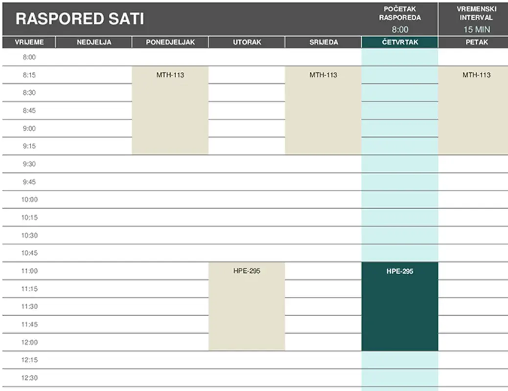 Raspored za studente brown modern-simple