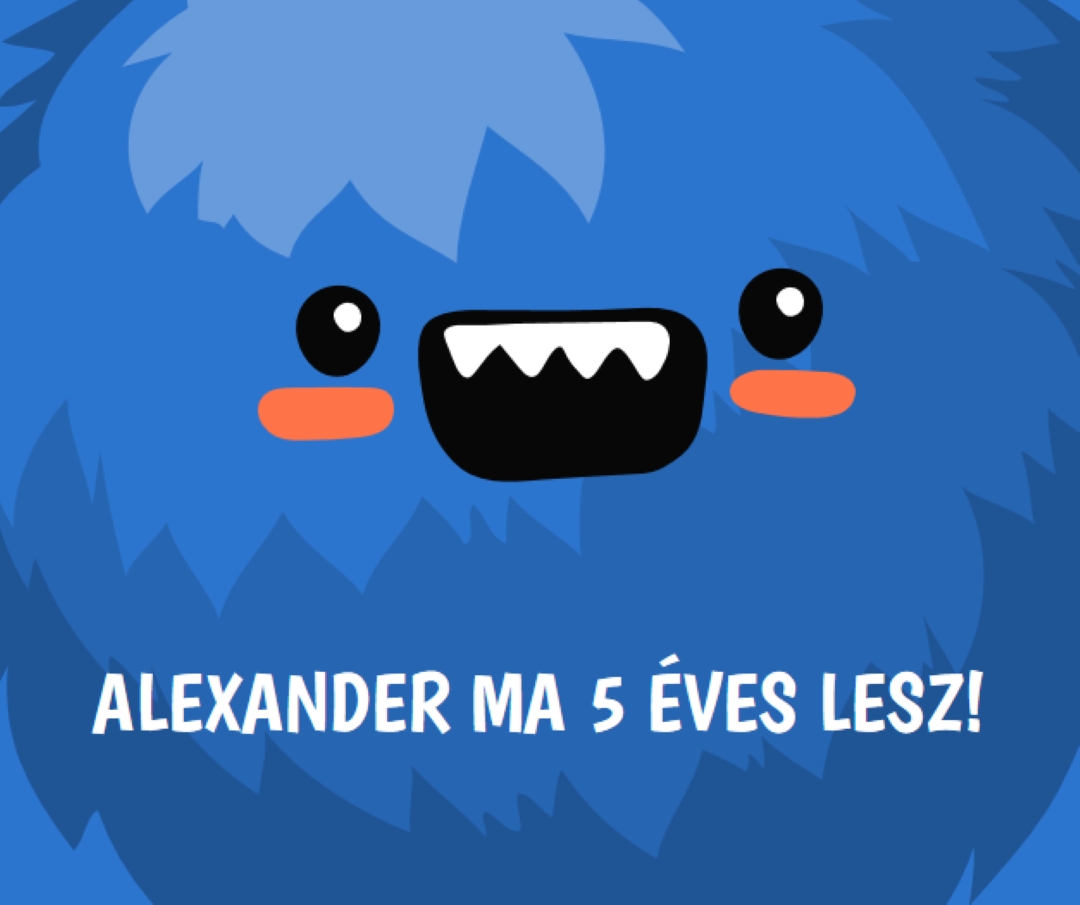 A kis szörny öt éves lesz blue whimsical-color-block