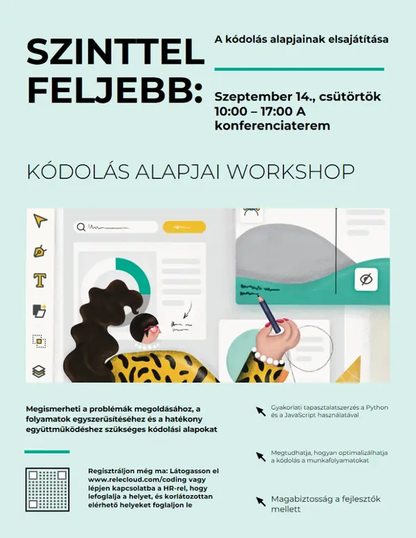 Bold tech workshop flyer green modern,illustrative,informative,vector