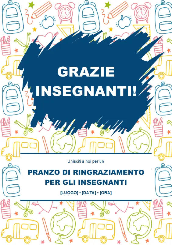 Volantino di ringraziamento per gli insegnanti blue whimsical line