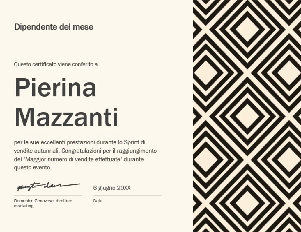 Certificato di dipendente più brillante del mese  yellow modern-geometric