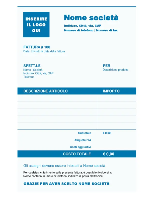 Fattura aziendale di base blue modern simple