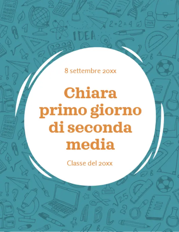 Cartelli del primo giorno di scuola blue whimsical line