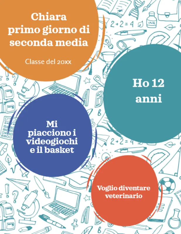 Cartelli per il primo giorno di scuola media blue whimsical line