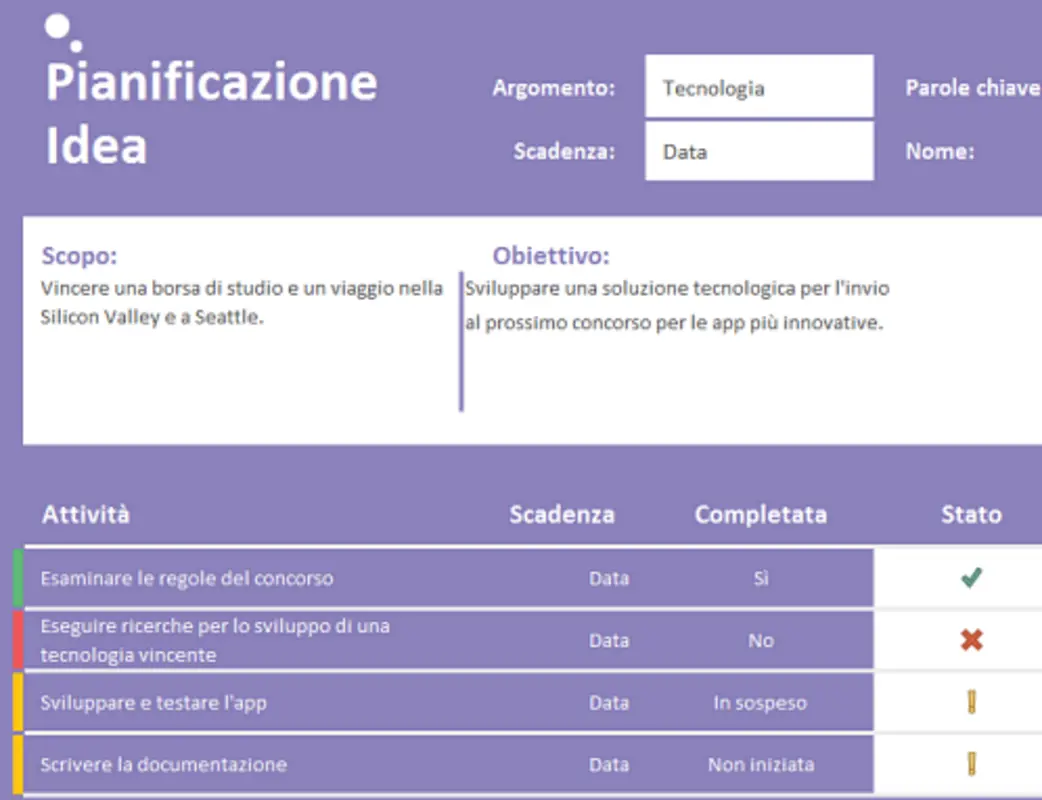Pianificazione idea (attività) purple modern-simple