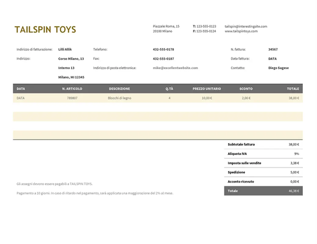 Fattura commerciale modern simple