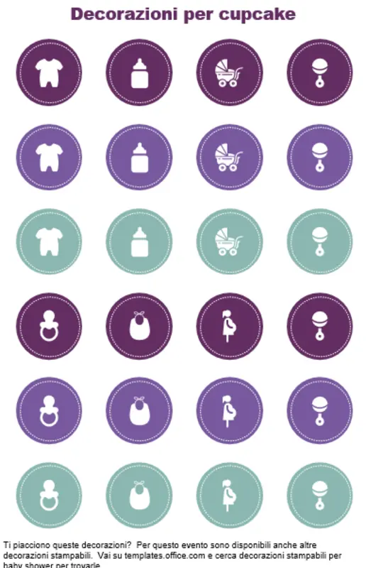 Decorazioni cupcake per baby shower purple modern simple