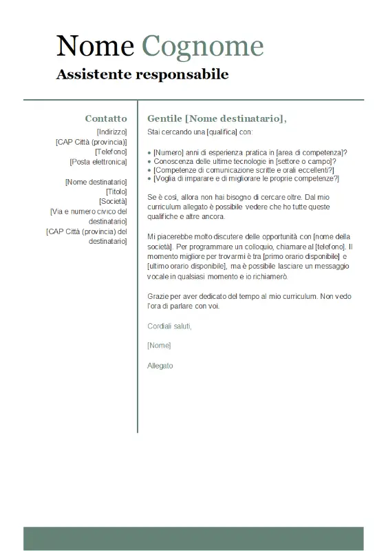 Lettera di presentazione base moderna green modern simple