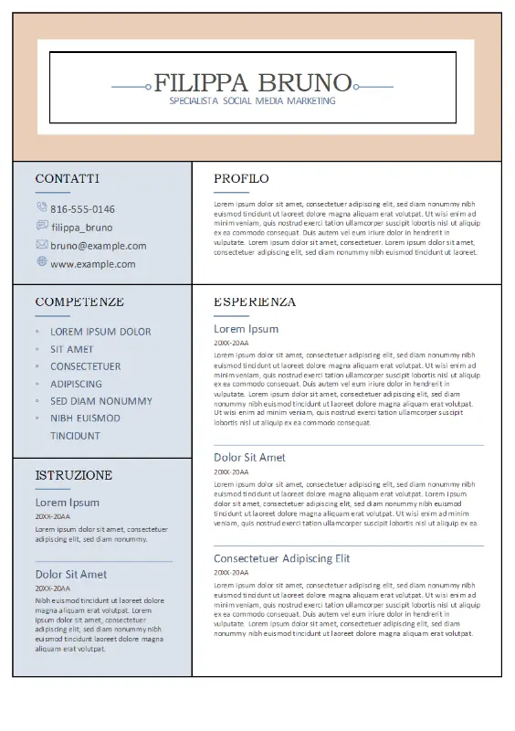 Curriculum a colonne blue modern-simple