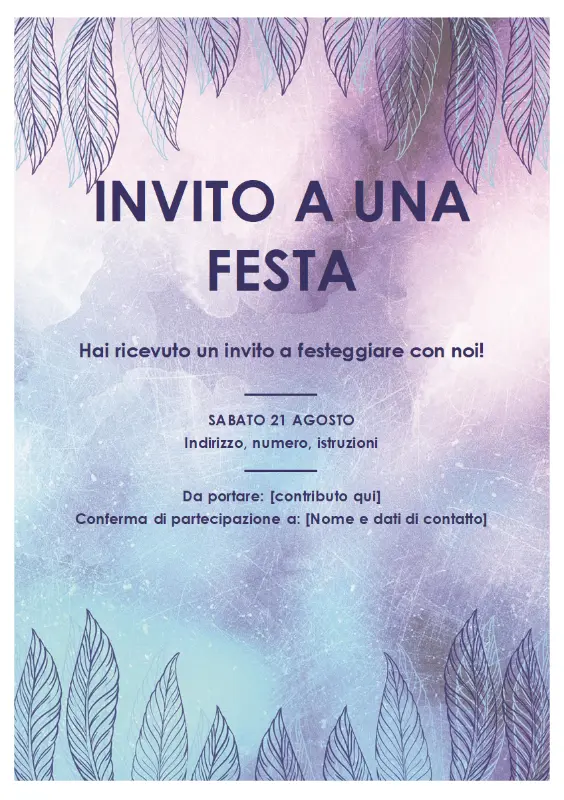 Volantino di invito a una festa purple organic-boho
