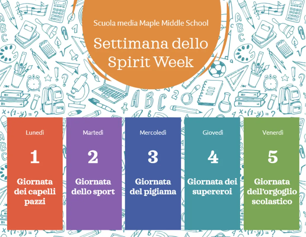 Calendario della Spirit Week della scuola blue whimsical-line