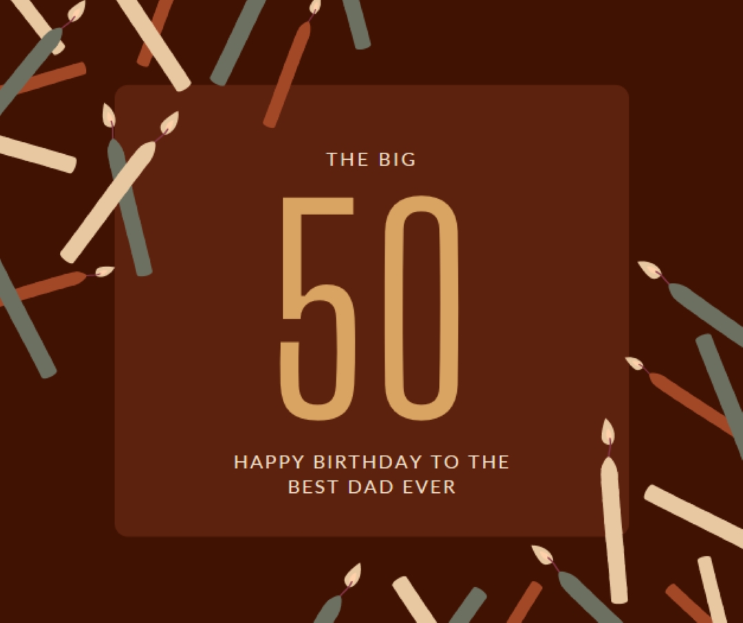 Happy fiftieth birthday brown modern-simple