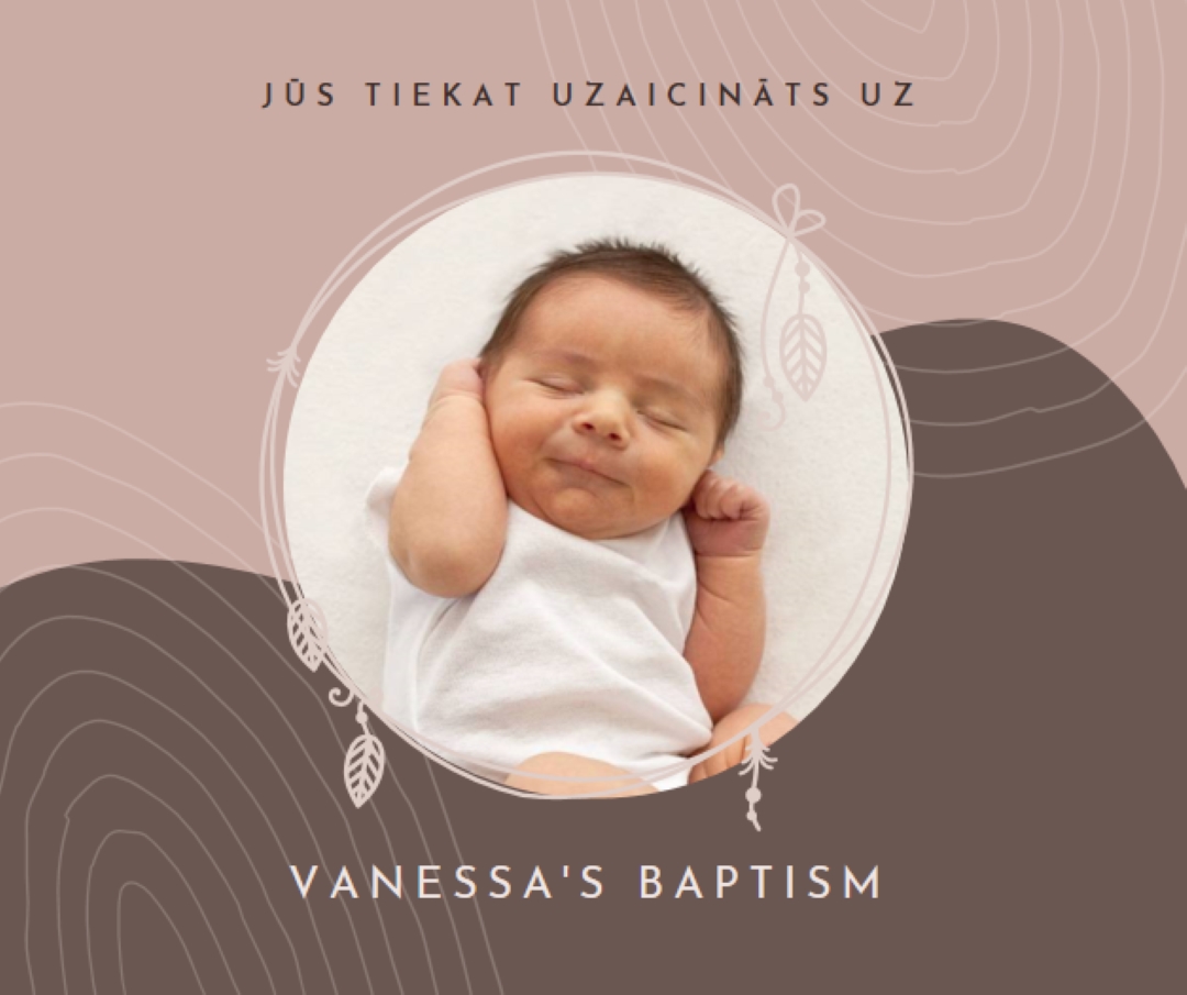 Baptism invitation pink organic-boho