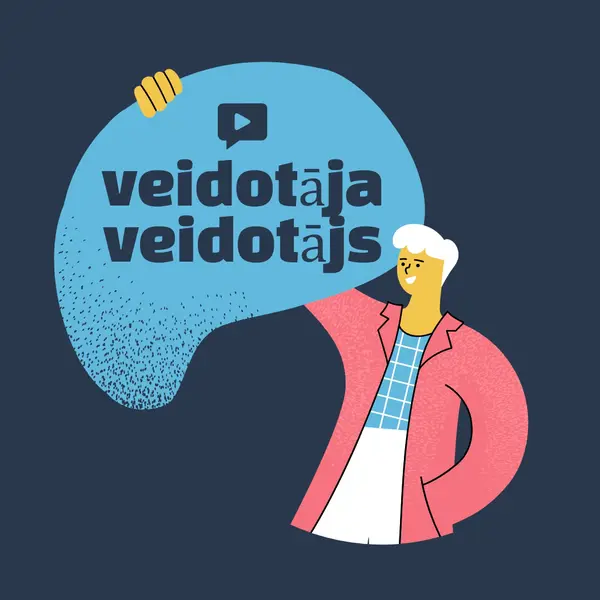 Tiešsaistes kopienas veidotāja autorāža blue organic,bright,illustration,graphic,simple,vibrant