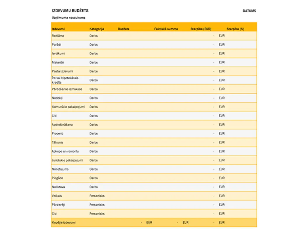 Izdevumu budžets yellow modern simple